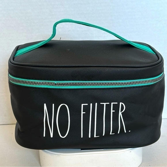 RAE DUNN NO FILTER. Black Makeup Bag with Teal Accents - Picture 1 of 14